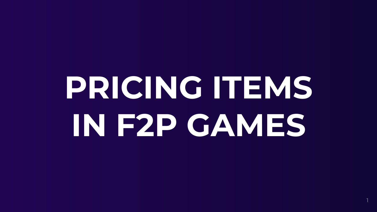 Cover slide of Pricing Items in F2P
